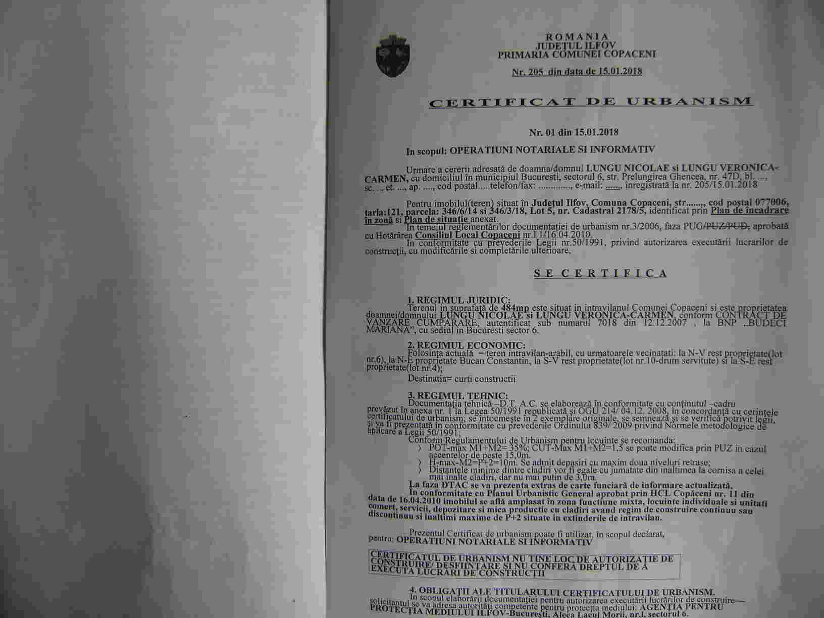 Teren Intravilan Loturi C-tii Localitate Copaceni Judet Ilfov