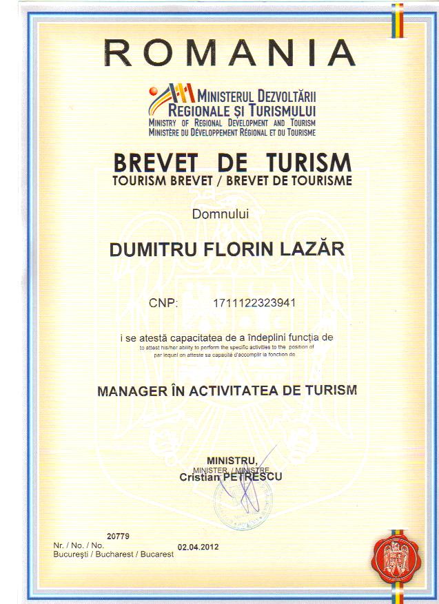 Obtinem brevete si atestate de turism