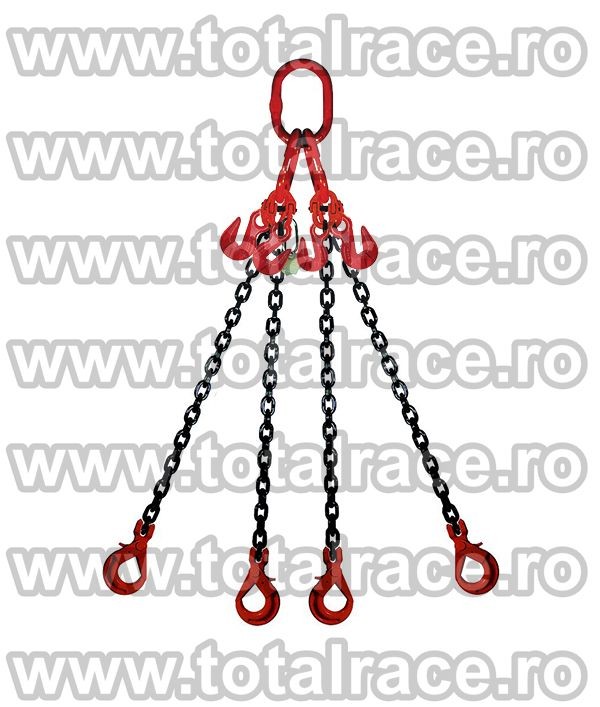 Dispozitive de ridicare din lant cu 4 brate cu carlige rotative cu siguranta