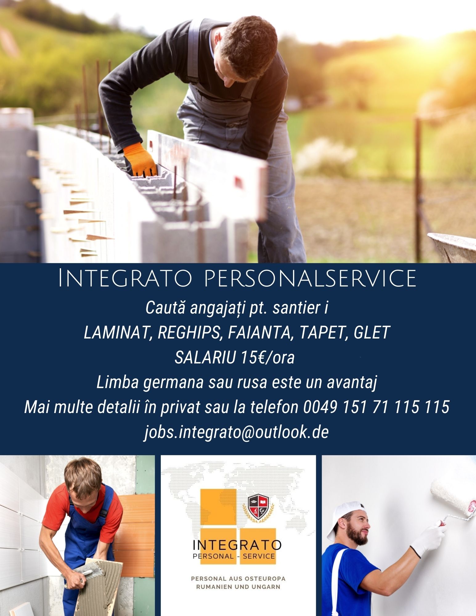 Cautam angajati pentru firma germana de constructii