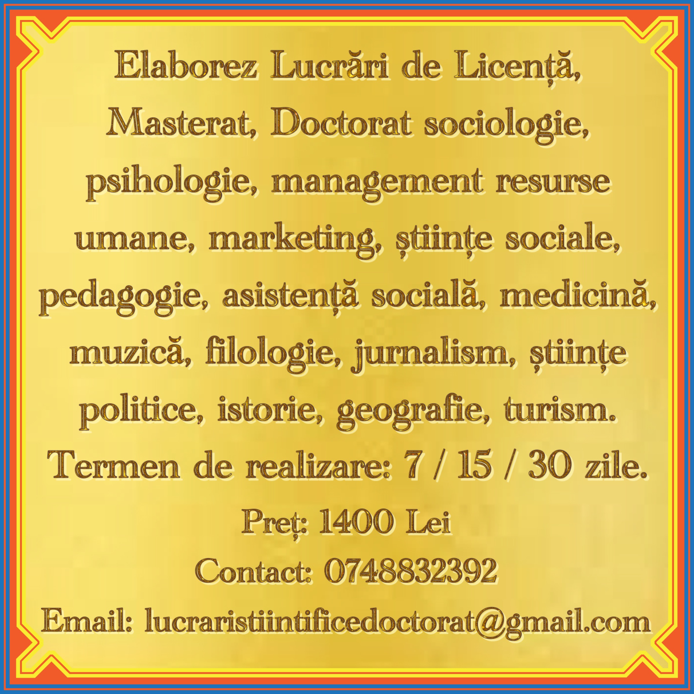 Lucrări de Licență, Masterat, Doctorat