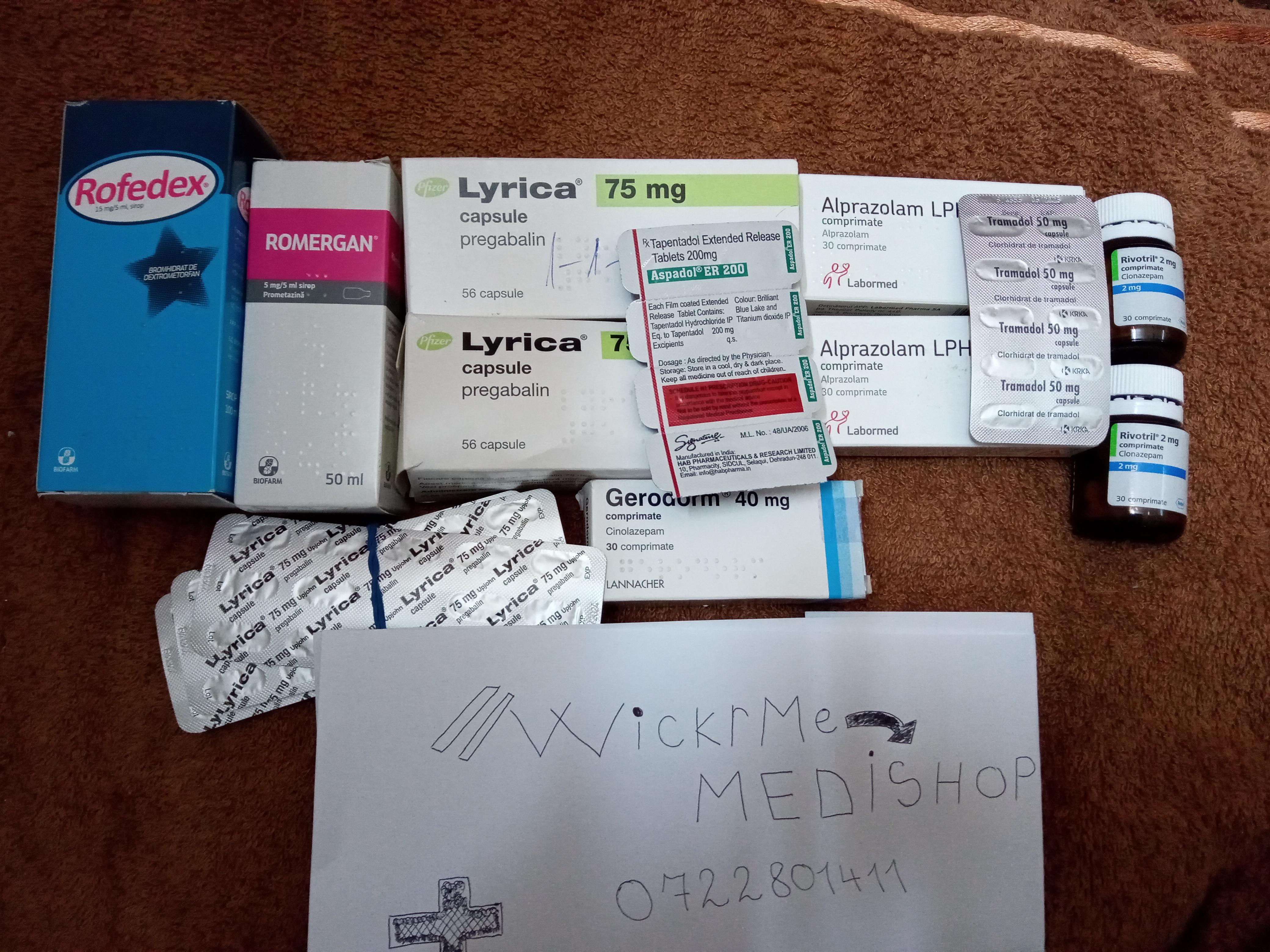 Vand Alprazolam,Rivotril,Romergan,Lyrica Pregabalin,Gabapentin,Tramadol,Zopiclona,Tapentadol,DXM