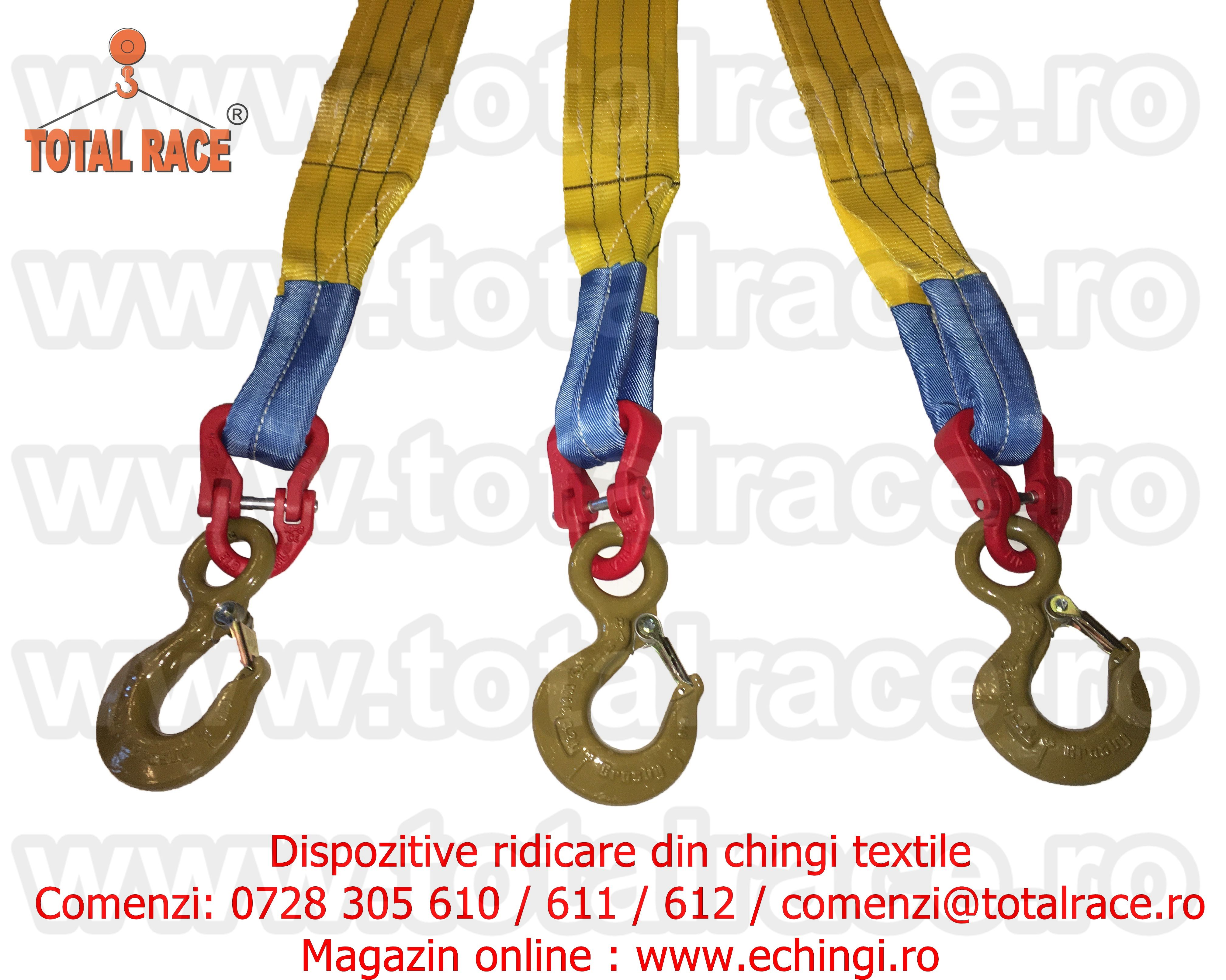 Echipament ridicare din chingi 3 brate cu carlige rotative