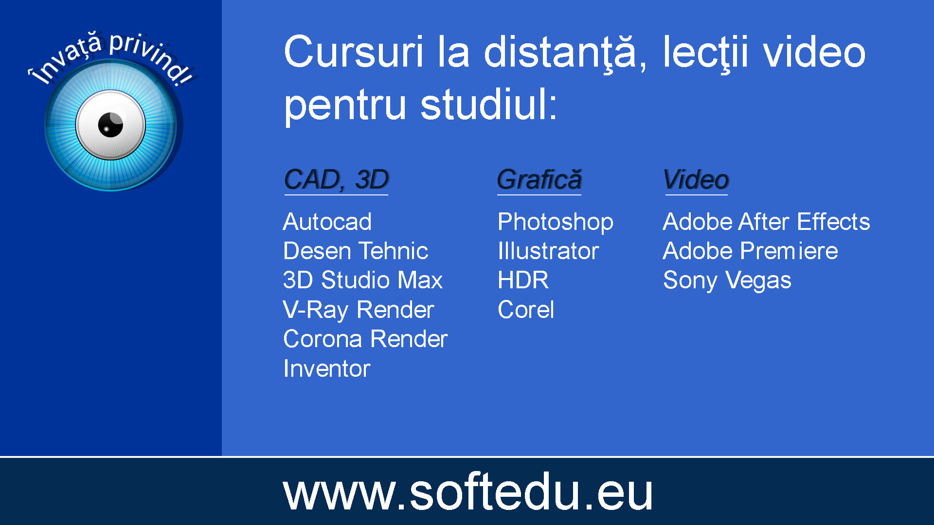 Cursuri Autodesk, Autocad, 3D Studio Max, V-Ray, Corel, Adobe Photoshop Illustrator Premiere After Effects