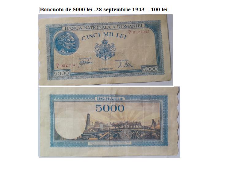 Vând ieftin Bancnota de 5.000 lei an 1943 România