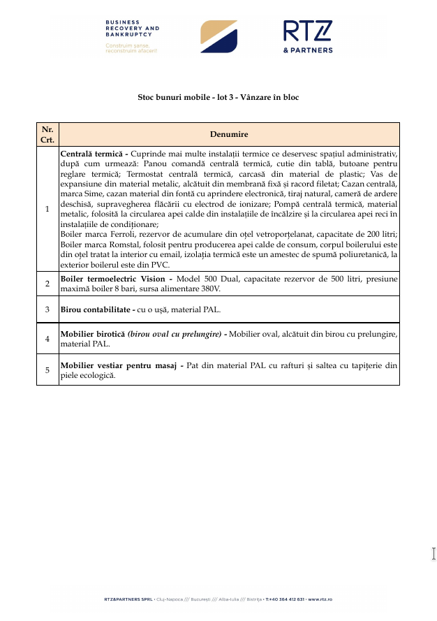 Lot 3 – bunuri mobile