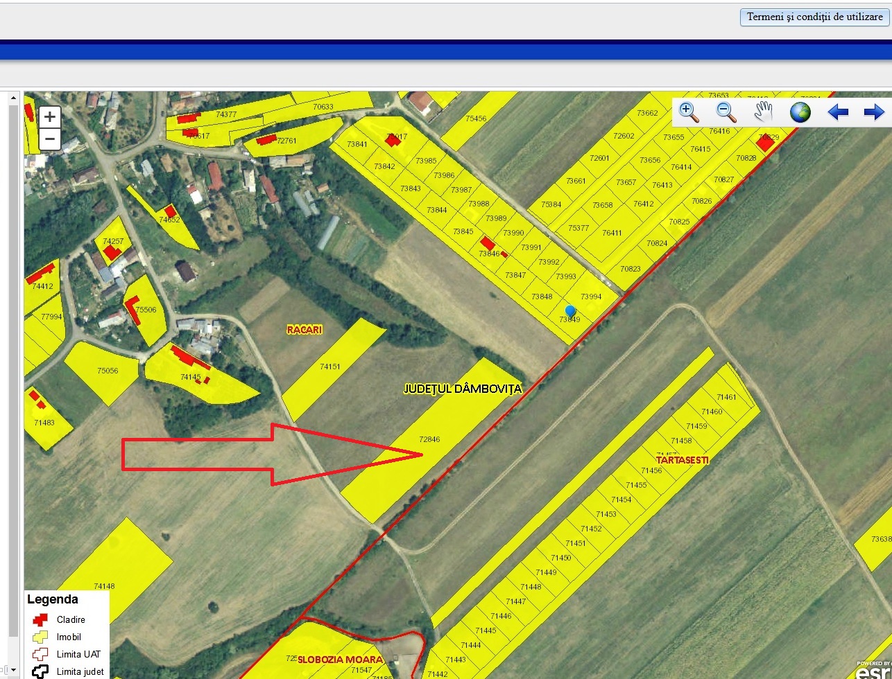 Teren intravilan Racari la 20 min de Bucuresti langa cartierul Intrarea cu tei