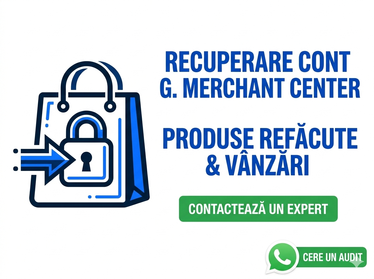 Google Merchant Center (Next) – Realizare si Configurare Cont Nou, Misrepresentation, Reactivare Cont, Feed Produse