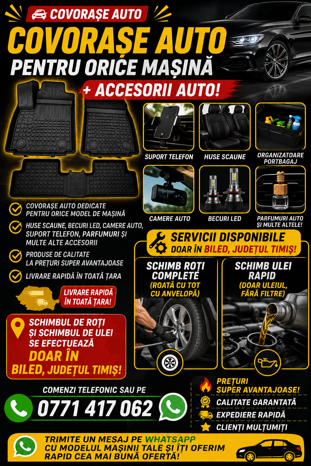 COVORAȘE AUTO PENTRU ORICE MAȘINĂ + ACCESORII AUTO!